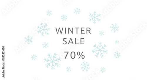Winter Sale 70% Off Snowflakes Background - Seasonal Discount Promotion