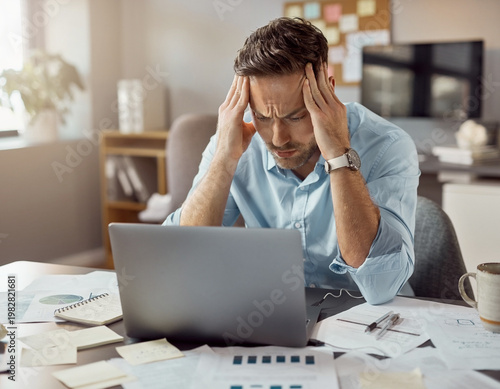 Workplace stress and burnout concept in a realistic office environment.