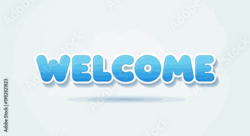 Welcome Text - Blue Gradient 3D Letters with Soft Shadow on White Background