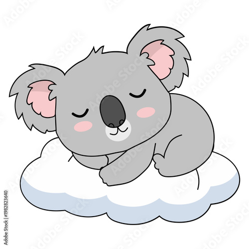 Cute Sleeping Koala on Cloud