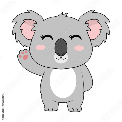 Photography Cute Cartoon Koala Waving Hello
