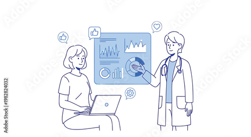 Medical professionals, doctor and patient, healthcare analysis, data visualization