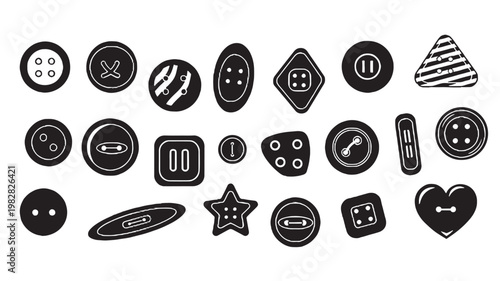 Dice and button interface icons set with gaming style symbols, outlines, and solid shapes featuring game UI, controller buttons, casino theme with