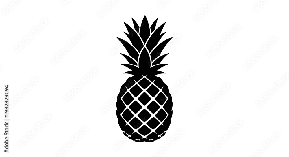 Obraz premium Black silhouette of a pineapple.