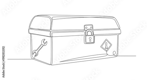 A line drawing of a locked chest.