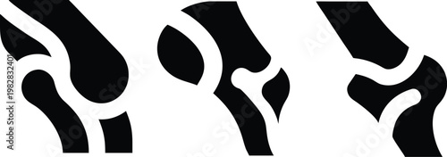 Abstract Human Joint Icons and Orthopedic Bone Health Symbols Set, Minimalist Osteology Emblems for Chiropractic and Sports Medicine Branding