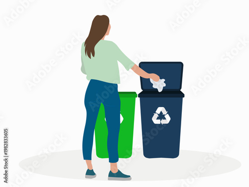 Office Recycling Worker Sustainability Concept