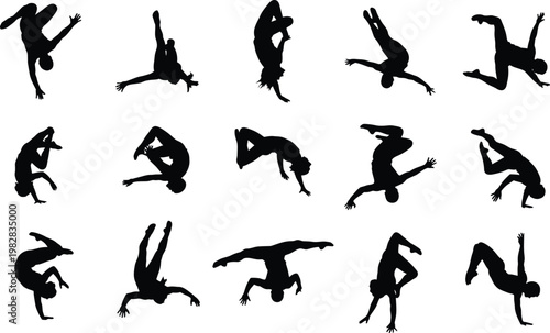 Dynamic gymnastics silhouettes a collection of athletic poses and movements
