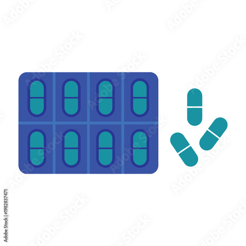 Medical Pills Blister Pack and Loose Capsules for Healthcare Pharmacy and Pharmaceutical Treatment