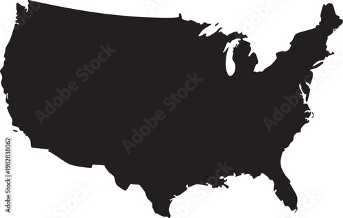 Black and white outline map of the contiguous united states