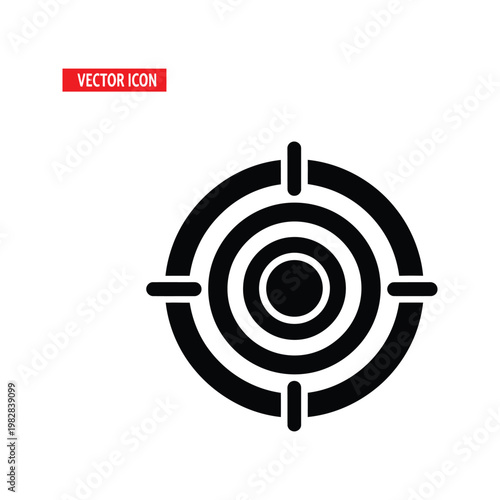 Target bullseye icon with crosshair lines representing goal achievement focus and marketing strategy precision concepts for biz.