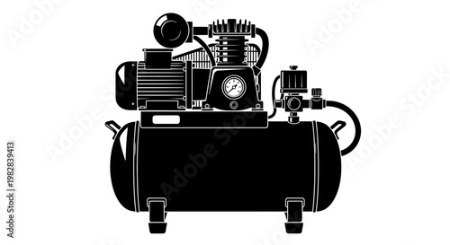Industrial air compressor machine illustration.