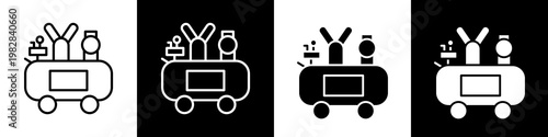 Air compressor black and white icon design concept
