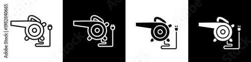  Air blower black and white icon design concept