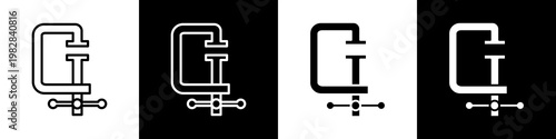  Clamps black and white icon design concept