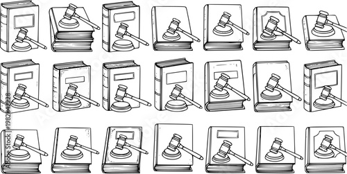 Legal Gavel and Law Books Illustration: Symbolizing Justice, Law, and Order