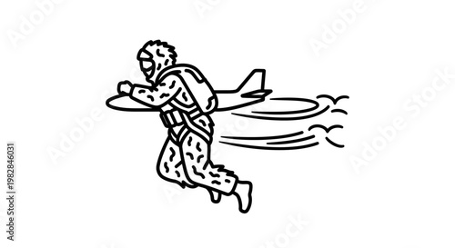 Skydiver with Jetpack Jumps from Plane, Skydiving Adventure, Extreme Sports