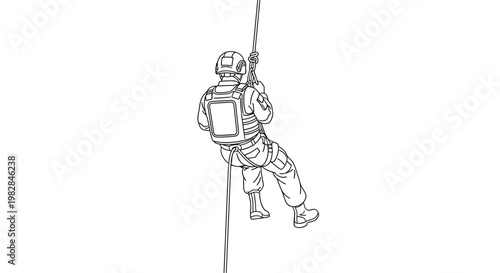Soldier rappelling down a rope, tactical gear, special forces, military training, action, descent
