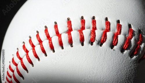Close-up of a Baseball with Red Stitching.