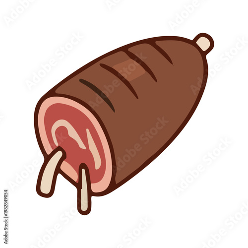 Cartoon Illustration of Roasted Meat