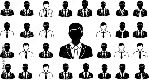 Collection of Stylized Business Man Icons and Avatars