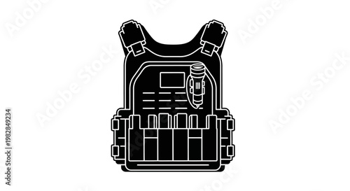 Tactical Vest Icon, Military Body Armor, Bulletproof Vest, Combat Gear, Protection Equipment