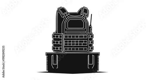 Tactical Vest and Ammo Box - Military Gear Silhouette Icon