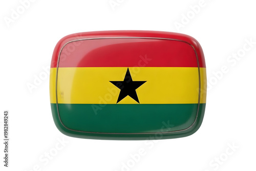 3D Glossy Ghana Flag Badge Icon