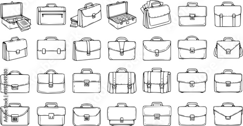 Quadro em tela Hand-Drawn Collection of Various Briefcases and Attache Cases
