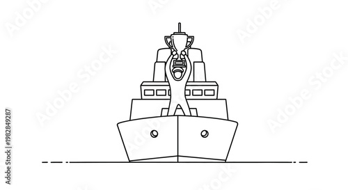 Trophy Winning Ship Captain Celebrates Victory on Deck