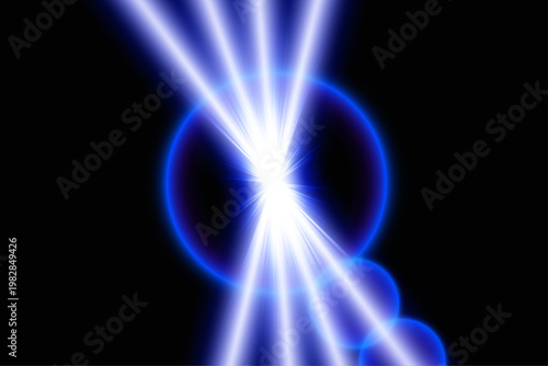 Dynamic blue light effect abstract energy burst with radiant flare and glowing streaks