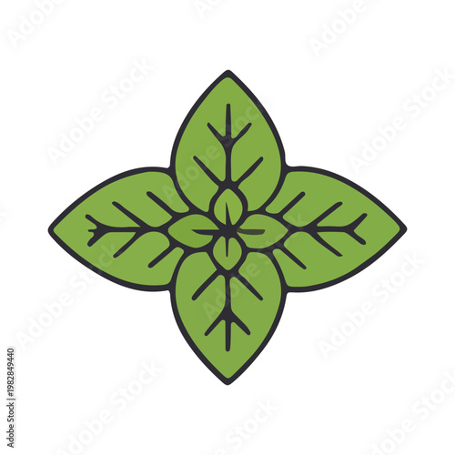 Hand Drawn Green Mint Leaf Icon