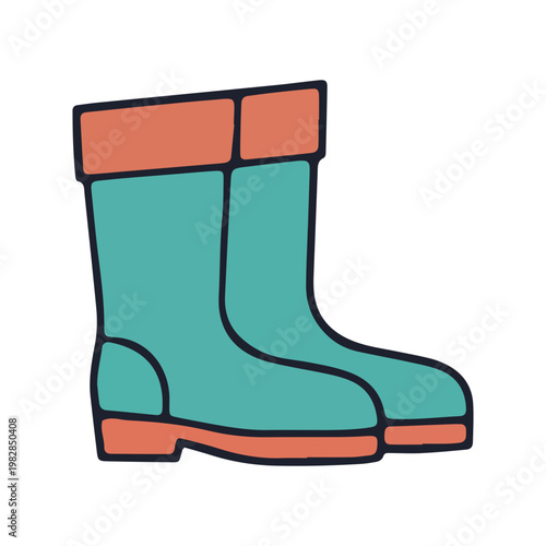 Hand Drawn Rubber Rain Boots Icon