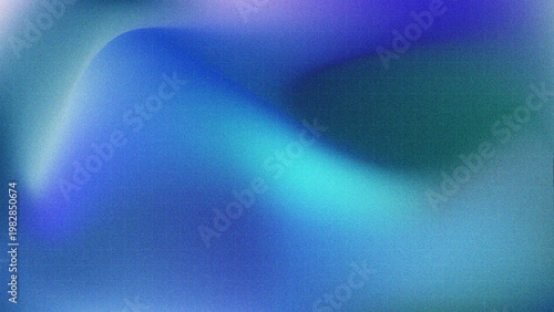 Abstract Blue and Cyan Gradient Wave Background with Digital Grid and Neon Glow, Smooth Fluid Shapes with Grainy Texture, Futuristic Technology Surface for UI and Creative Visual Graphics
