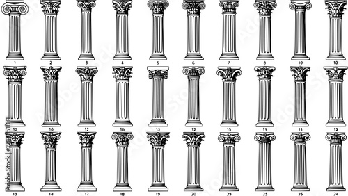 A Comprehensive Collection of Architectural Column Styles, Historical and Classical Designs