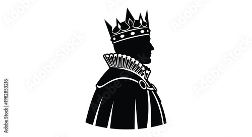 A regal king s profile in black showcasing a distinctive silhouette