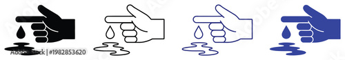 Hand with liquid dripping from a finger illustration representing risk, injury, and urgent care situations, showcasing caution themes suitable for medical guides safety signage and emergency response