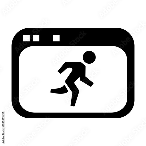 A person runs quickly on a screen display icon.
