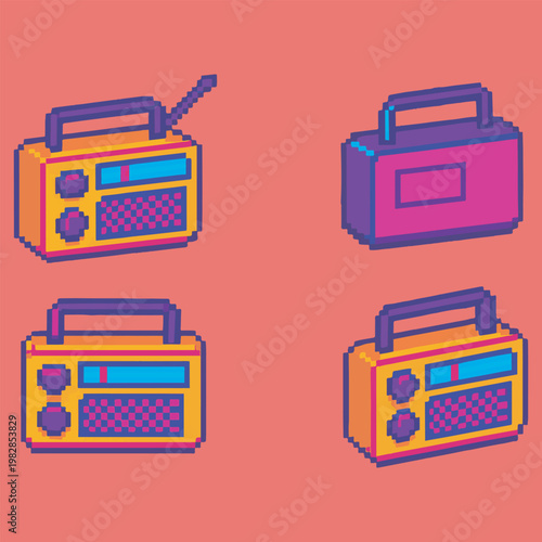 radio pixel art, eps 10 illustration