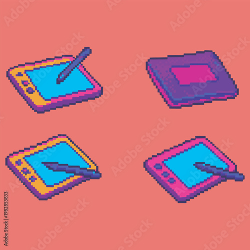 pen tablet pixel art, eps 10 illustration