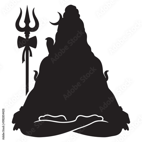 Hindu god Shiva meditating peacefully.