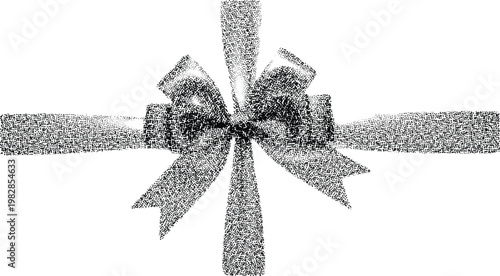 Black and white dotted texture gift bow ribbon design element for celebration special occasion holiday present Christmas birthday packaging vintage art