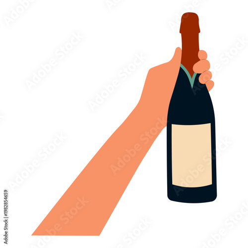 Hands Holding Beer in Celebration. Flat Vector Illustration.