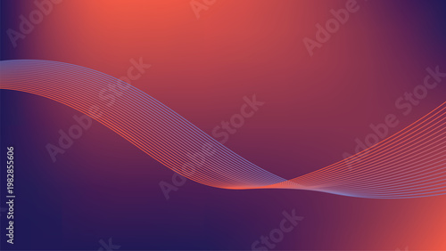 Abstract flowing lines in a vibrant gradient of red orange and purple

