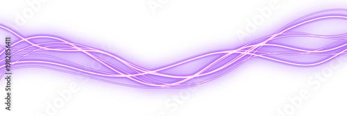 Purple Neon Light Wave Glow Effect Isolated on Transparent Background