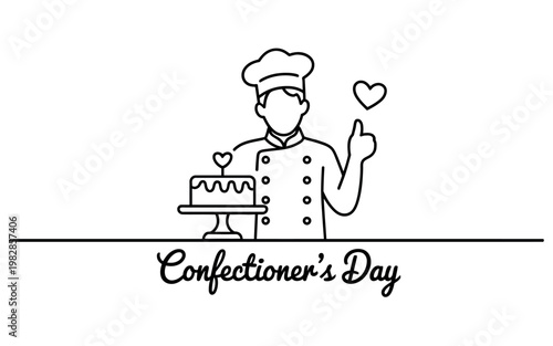 A chef celebrates Confectioner's Day with a cake and a loving gesture