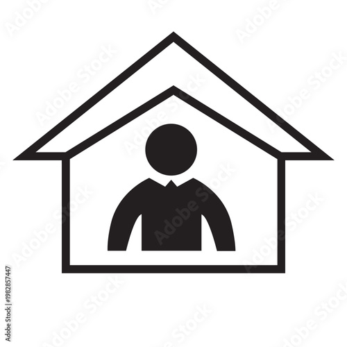 Person standing inside a house with roof overhead safely