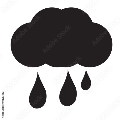 Dark cloud raining drops falls from sky weather forecast symbol
