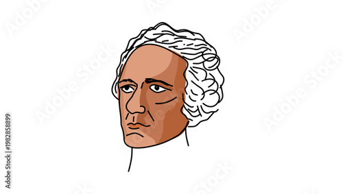 Alexander Hamilton portrait, flat vector illustration