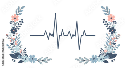 A serene and modern floral illustration, perfect for adding a touch of elegance to websites, social media, or marketing materials conveying calm and n